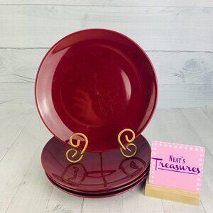 Room Essentials COUPE BING CHERRY Solid Red Plum Stoneware Dinner Plates Set 4